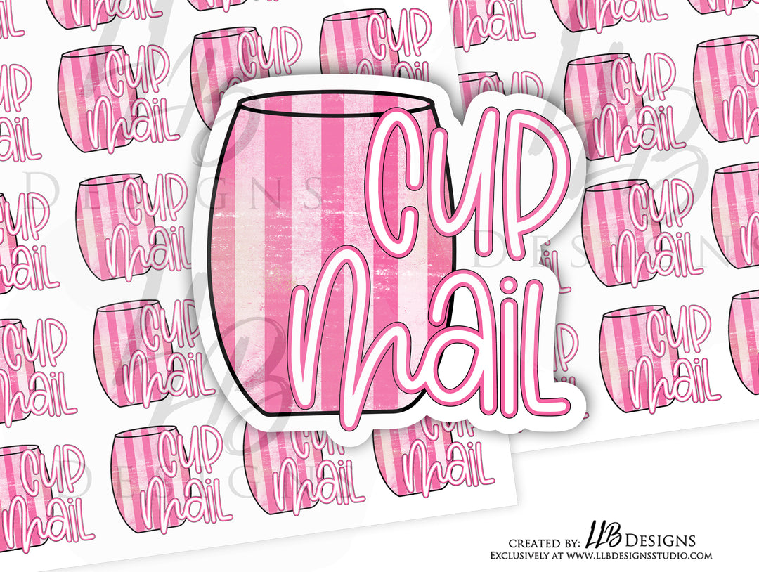 Pink Cup Mail |  Packaging Stickers | Business Branding | Small Shop Stickers | Sticker #: S0170 | Ready To Ship