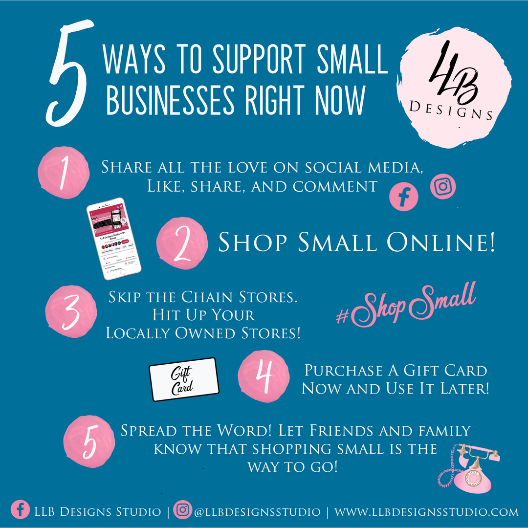 5 Ways To Support Small Business | Custom Shop Small Digital Design | Facebook Post | IG Post | Cell Phone Image On Post