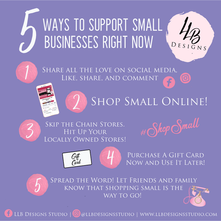 5 Ways To Support Small Business | Custom Shop Small Digital Design | Facebook Post | IG Post | Cell Phone Image On Post