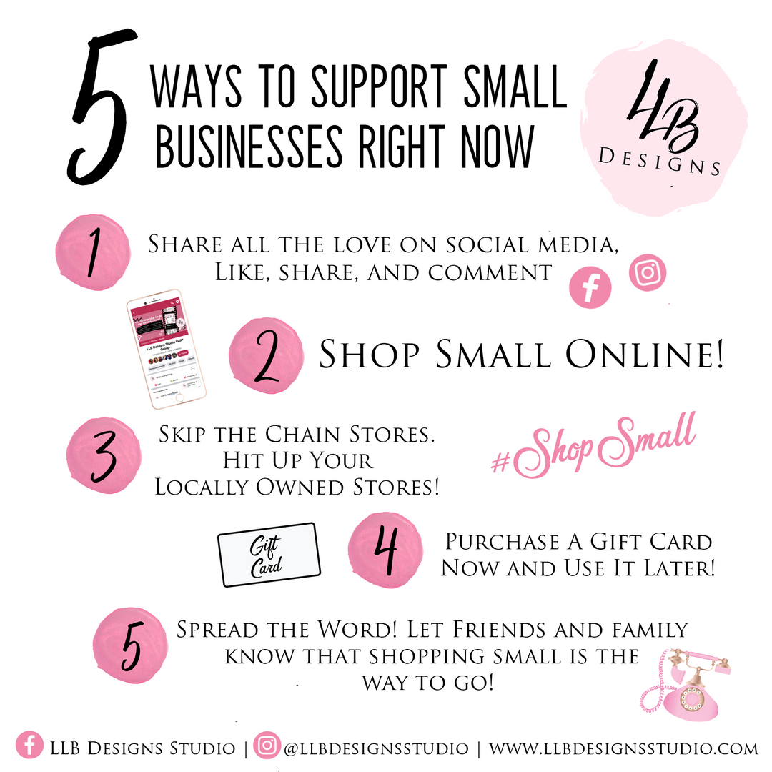 5 Ways To Support Small Business | Custom Shop Small Digital Design | Facebook Post | IG Post | Cell Phone Image On Post