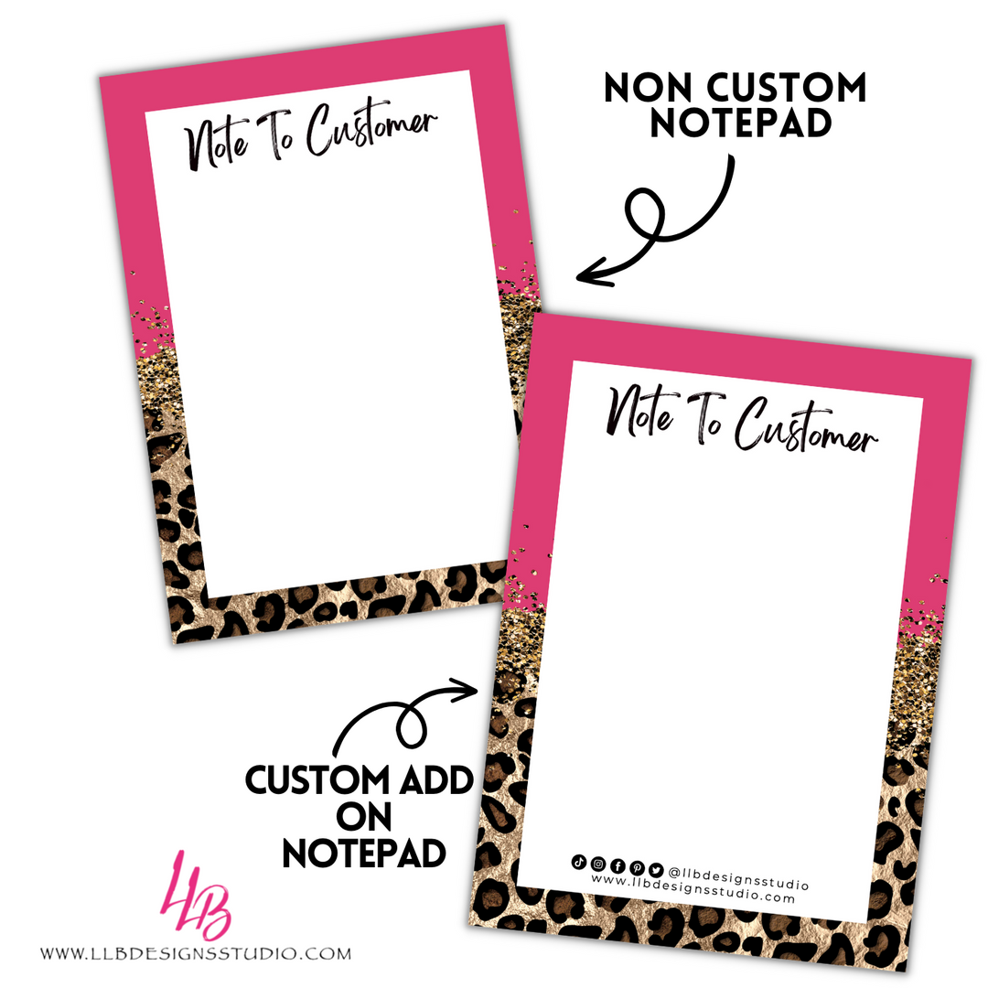 Pink Cheetah Note To Customer Notepad - 5x7 Inches