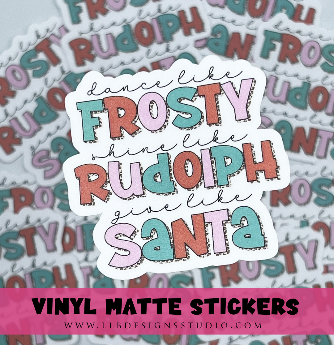 Frosty Rudoiph Santa |  Package Fillers | Business Branding | Small Shop Stickers | Vinyl Sticker #: V0004 | Ready To Ship