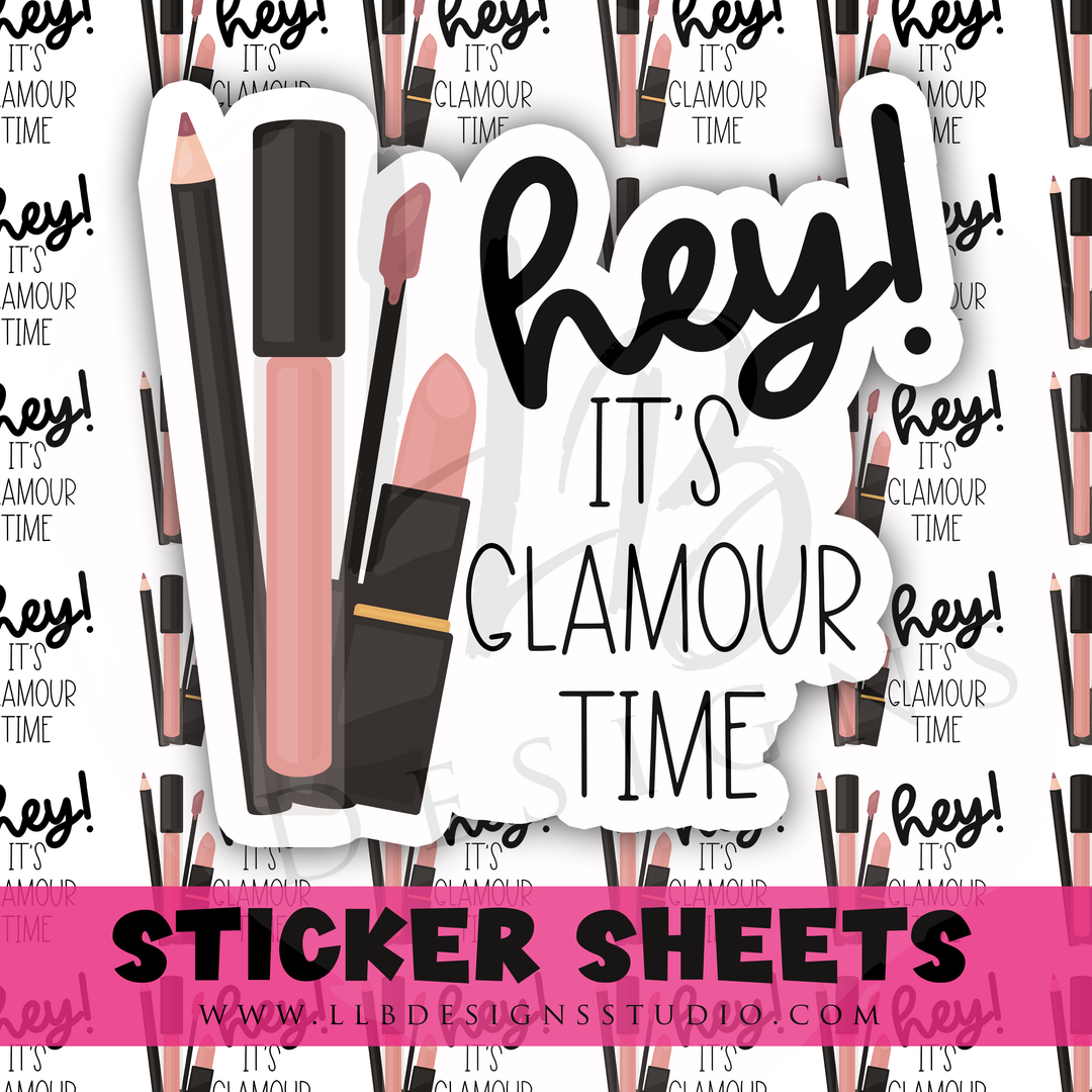 Hey It's Glamour Time  |  Packaging Stickers | Business Branding | Small Shop Stickers | Sticker #: S0460 | Ready To Ship