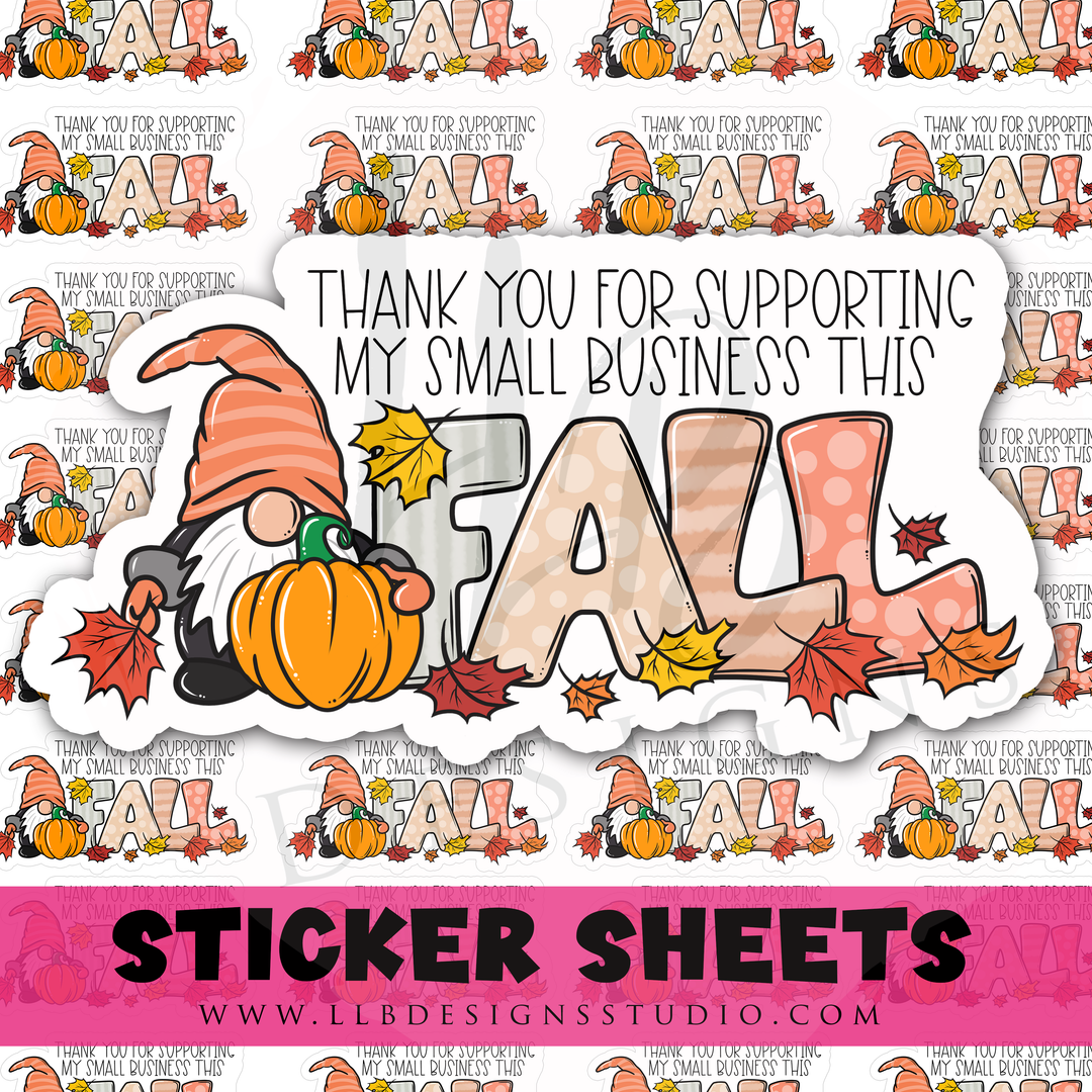 Gnomes Fall |  Packaging Stickers | Business Branding | Small Shop Stickers | Sticker #: S0451 | Ready To Ship