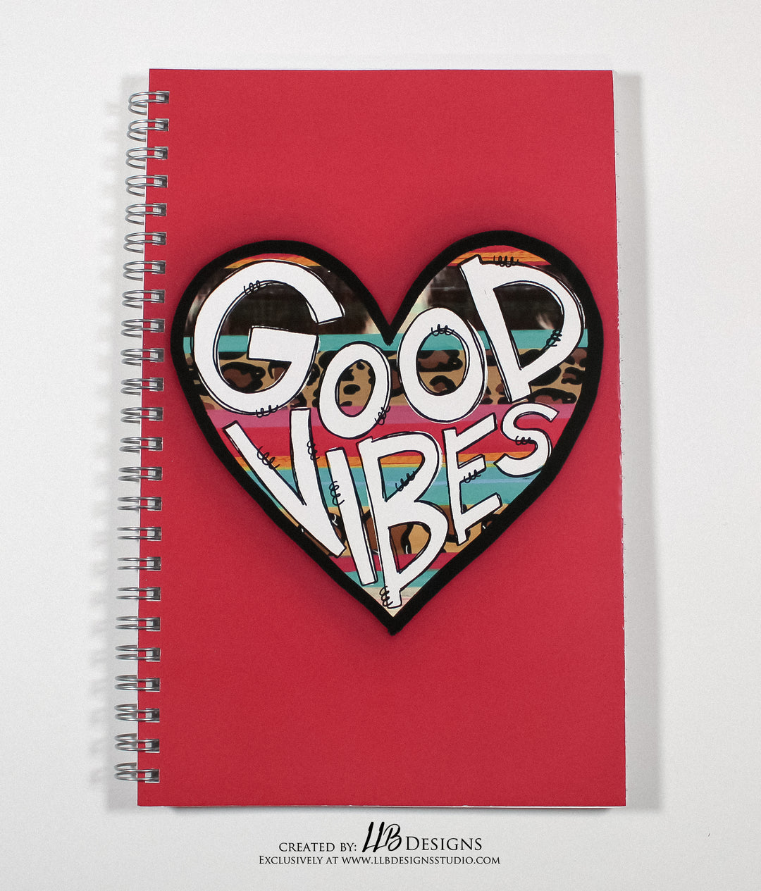 Spiral Lined Notebook | Good Vibes Heart | 8.5 x 5.5 | 80 Pages | SKU # NB0004
