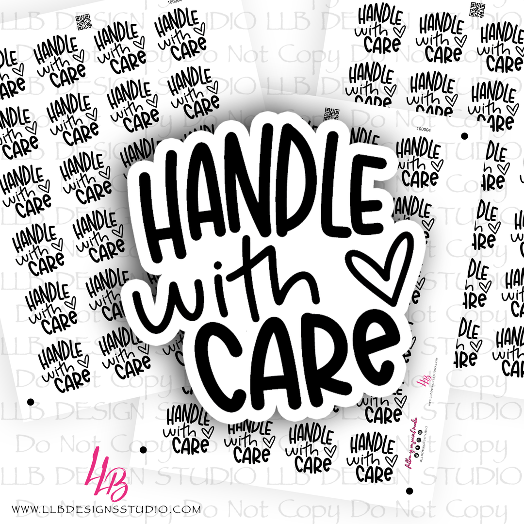 Foiled  Sticker - Handle With Care THANK YOU STICKER, PACKAGING STICKERS, BUSINESS BRANDING, SMALL SHOP STICKERS , STICKER #: S0588