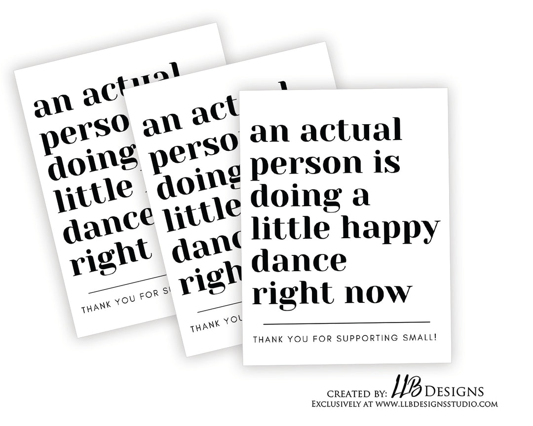 Packaging Insert  | Happy Dance  | SIZE 4 X 3 INCHES | Card Number: TY05 | Ready To Ship