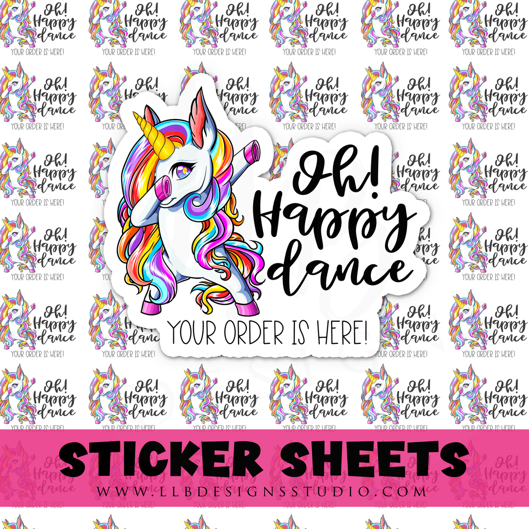 Oh Happy Dance |  Packaging Stickers | Business Branding | Small Shop Stickers | Sticker #: S0383 | Ready To Ship