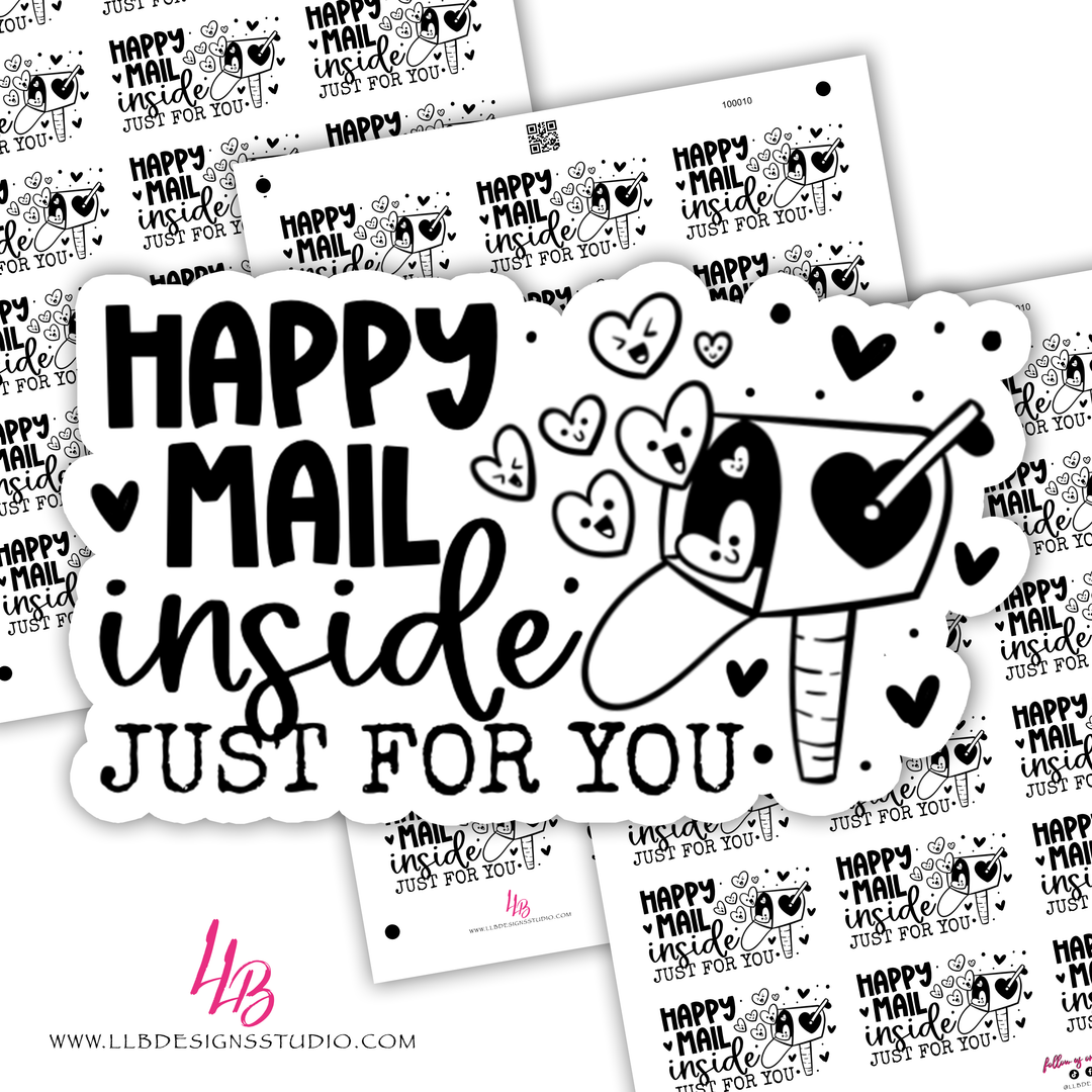 Happy Mail Inside Just For You! Business Branding, Small Shop Stickers , Sticker #: S0603, Ready To Ship