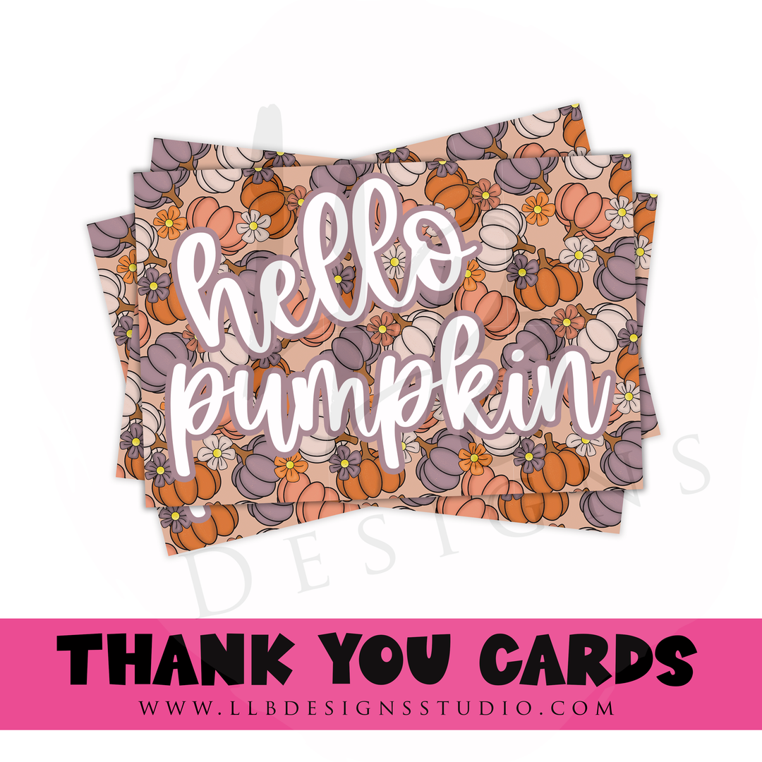 Packaging Insert  | Hello Pumpkin - Purples |  SIZE 4 X 6 INCHES | Card Number: TY53 | Ready To Ship