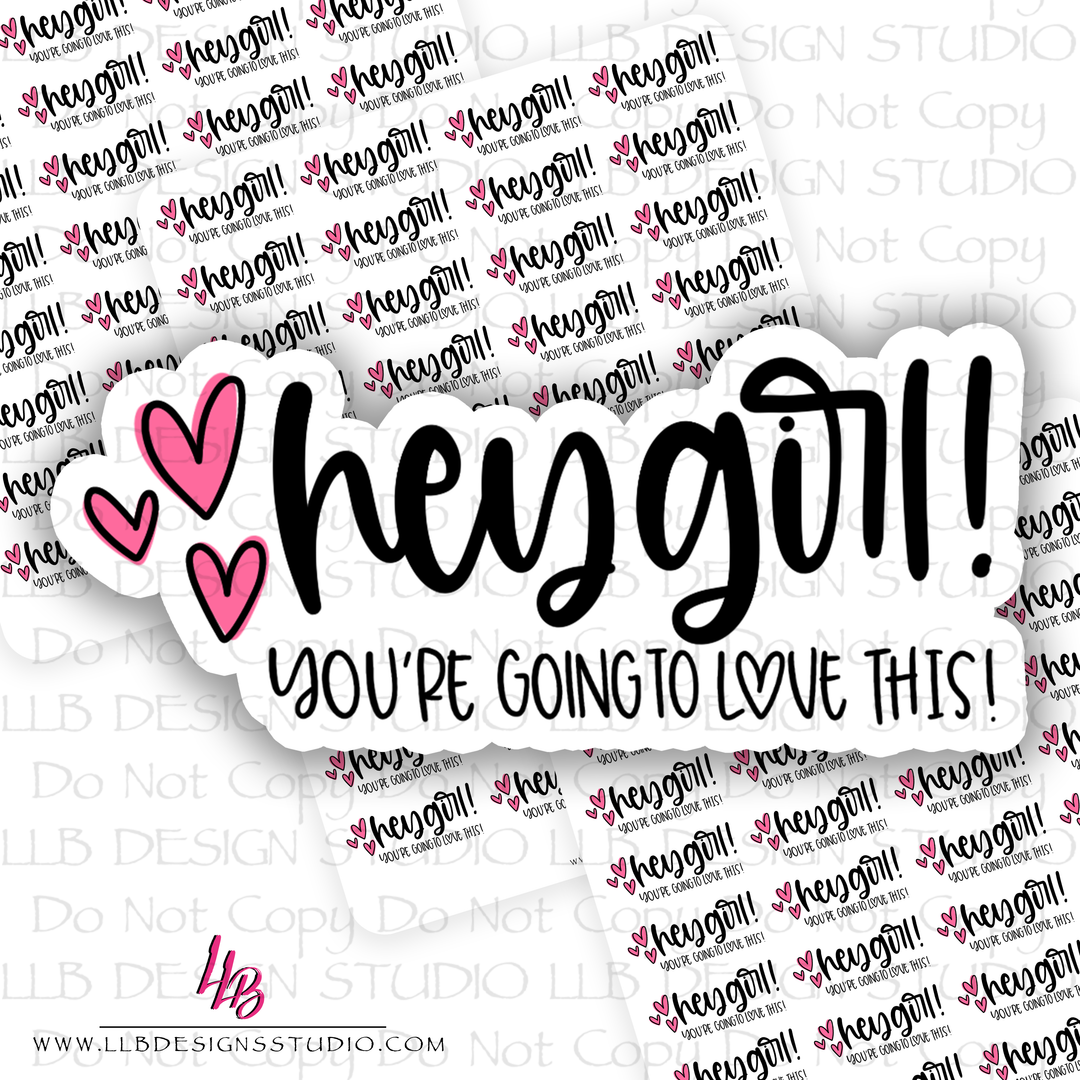 Hey Girl, Packaging Stickers, Business Branding, Small Shop Stickers , Sticker #: S0575, Ready To Ship