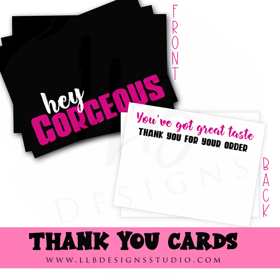 Packaging Insert  | Hey Gorgeous | Pink and Black Designl  | Card Number: TY34 | Ready To Ship
