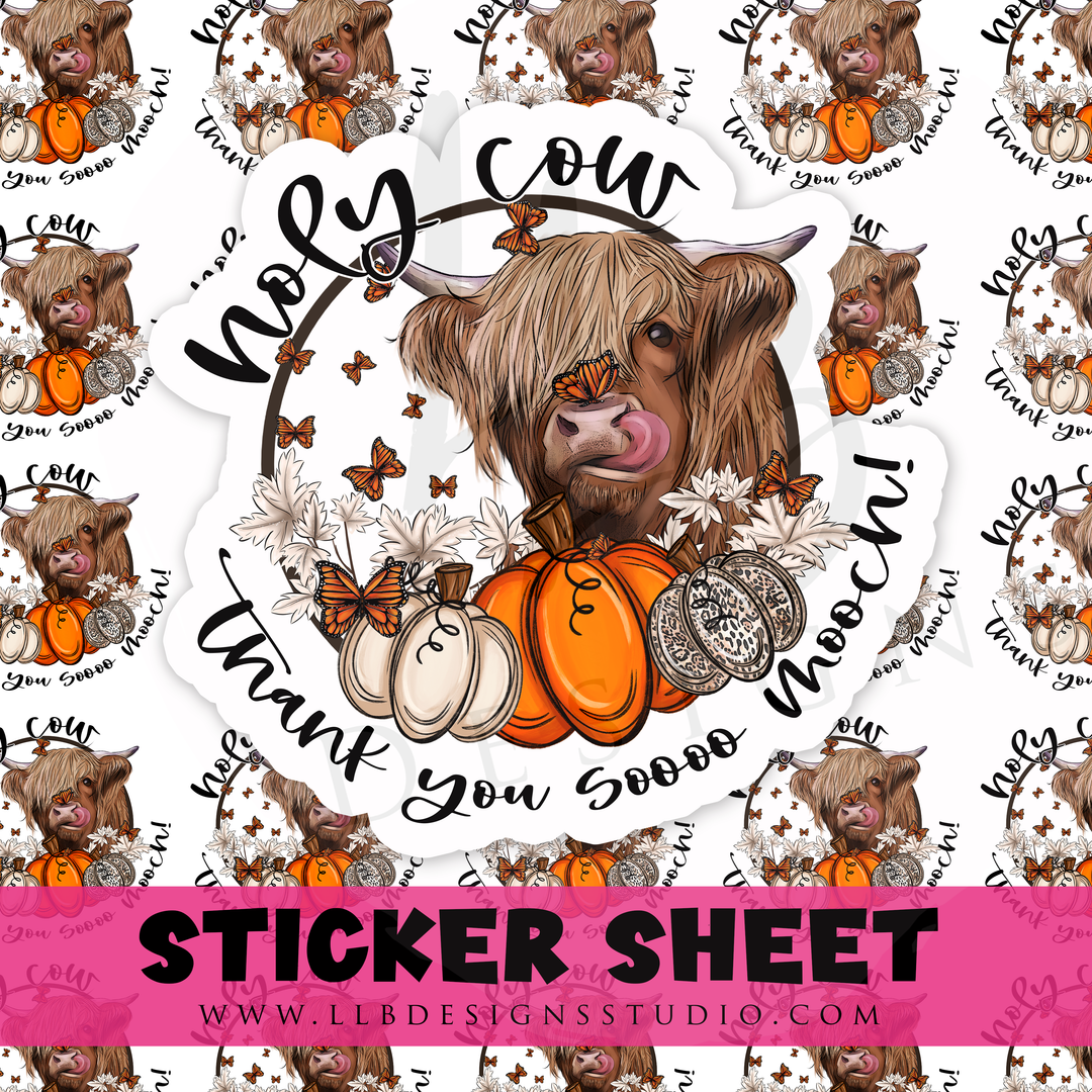 Holy Cow! Thank You Sooo Moooch! |  Packaging Stickers | Business Branding | Small Shop Stickers | Sticker #: S0481 | Ready To Ship