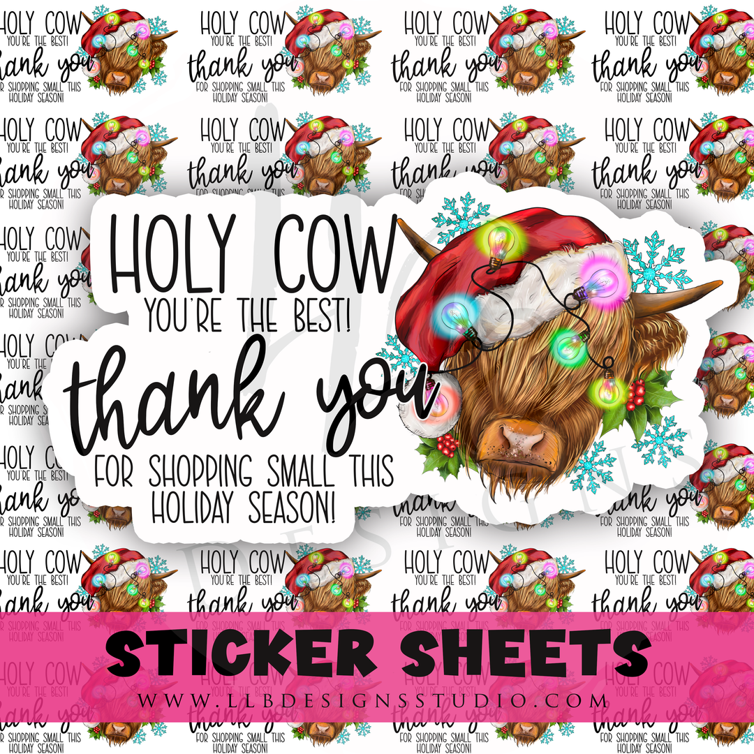 How Cow! Thank You | Packaging Stickers | Business Branding | Small Shop Stickers | Sticker #: S0508 | Ready To Ship
