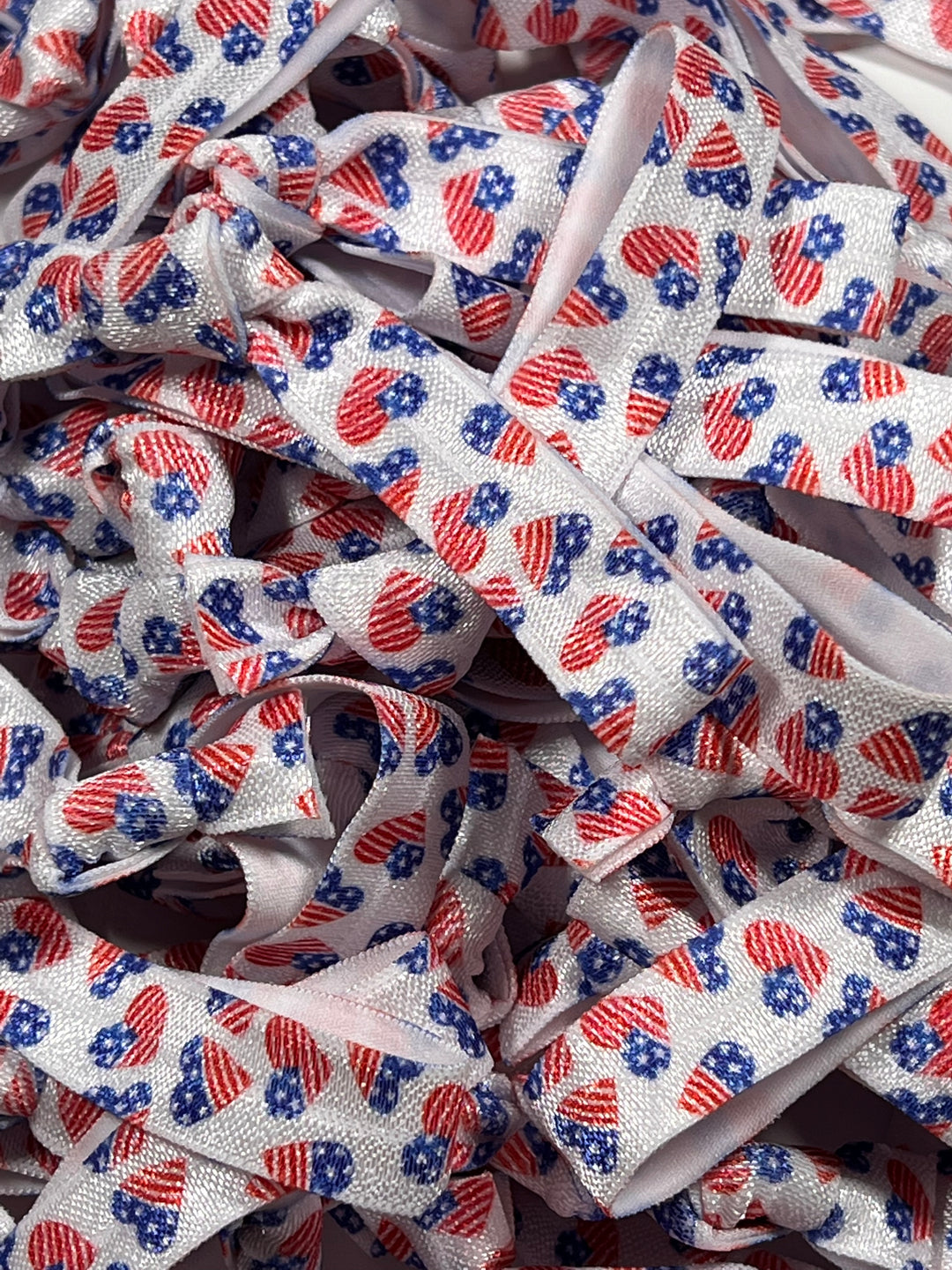 Red, White and Blue Hearts Hair Ties