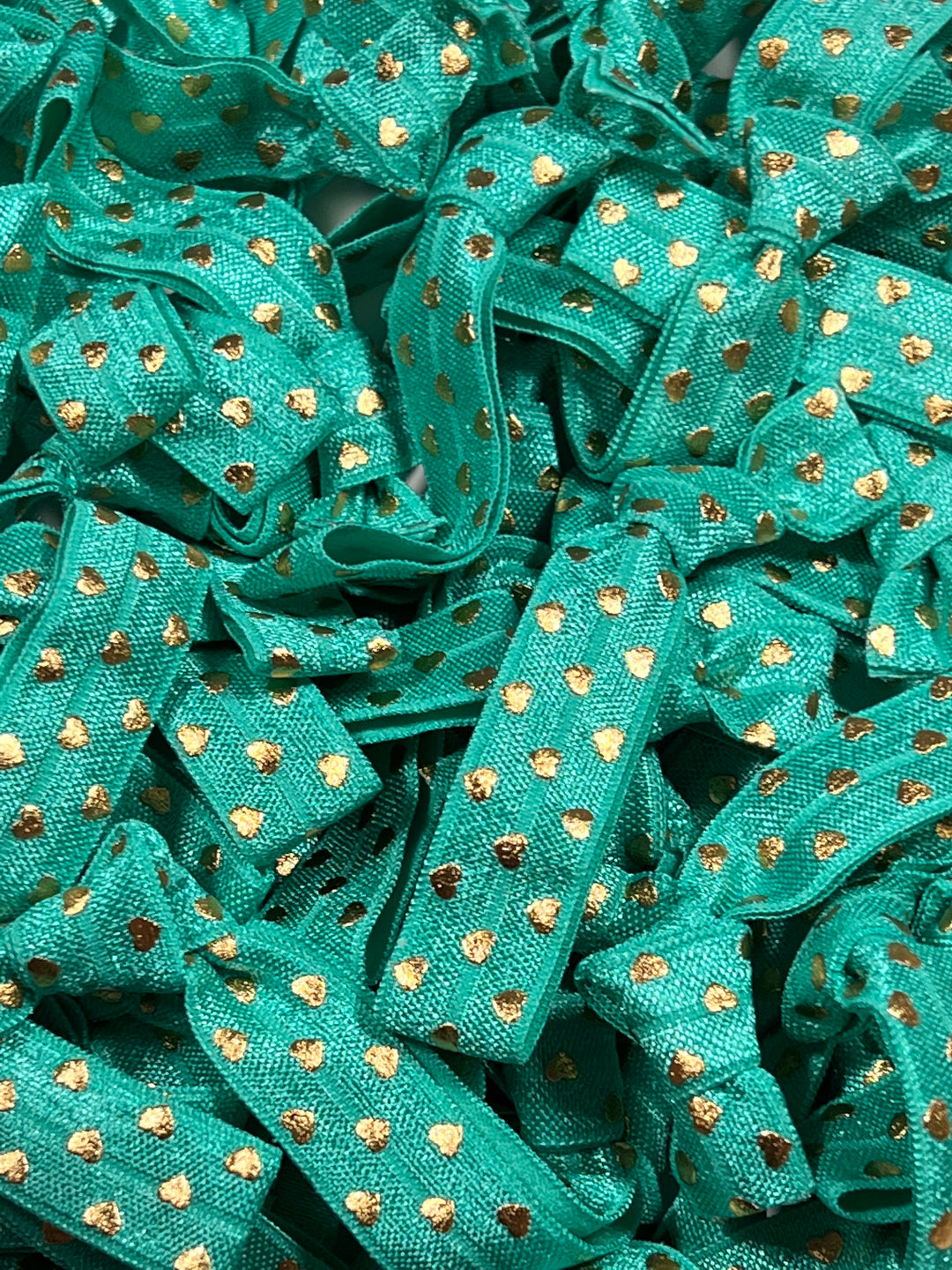 Teal with Gold Heart Hair Ties