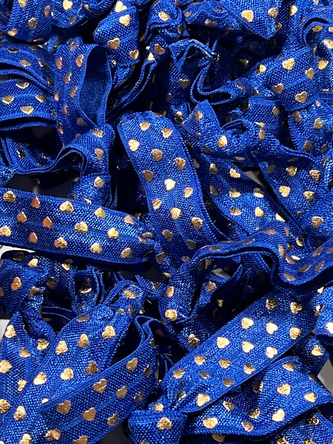 Navy and Gold Hearts Design Hair Ties