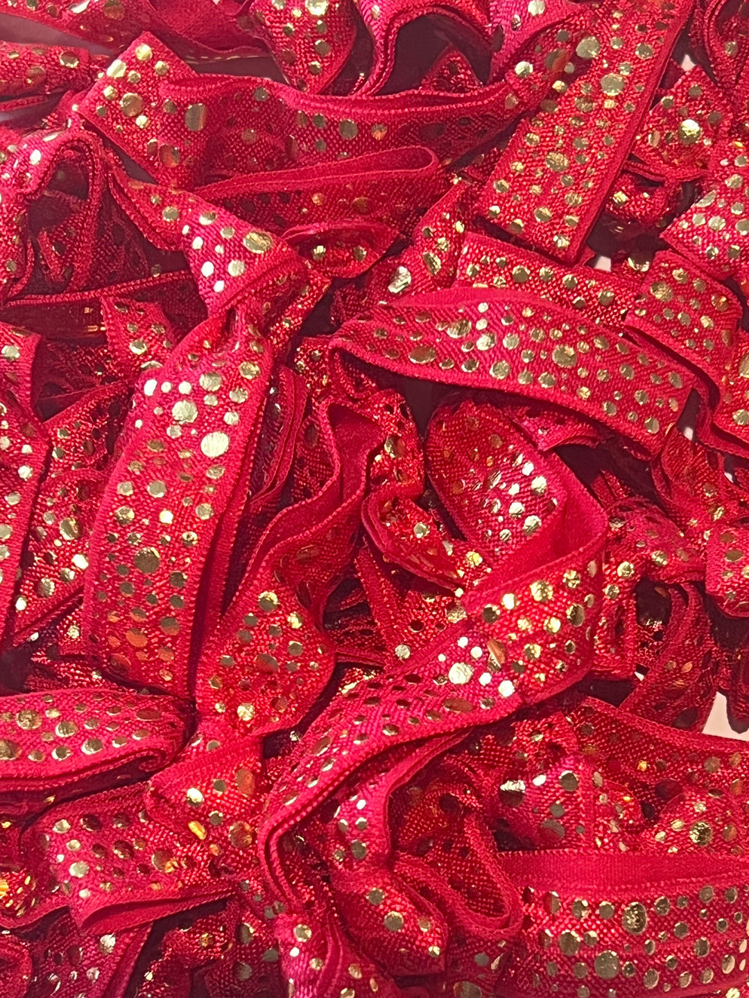 Red with Foil Gold CONFETTI Hair Ties