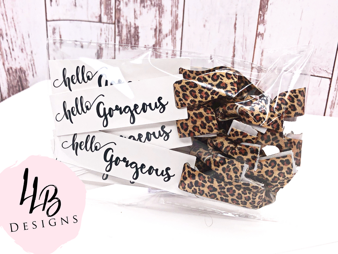 Cheetah Print - Hello Gorgeous - Thank You Shopping Small - Hair Ties + Mini Cards | 25 Hair Ties + Cards | SKU: HM10