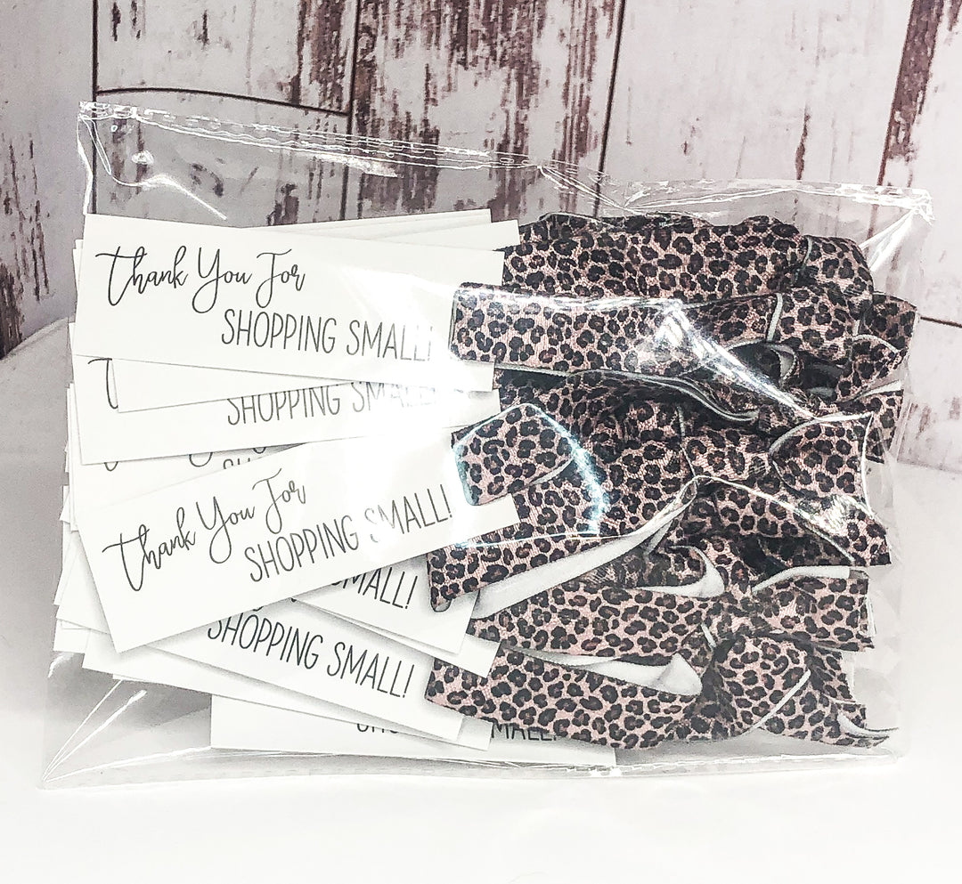 Rose Gold Cheetah Print - Thank You For Shopping Small - Hair Ties + Mini Cards | 25 Hair Ties + Cards | SKU: HM15
