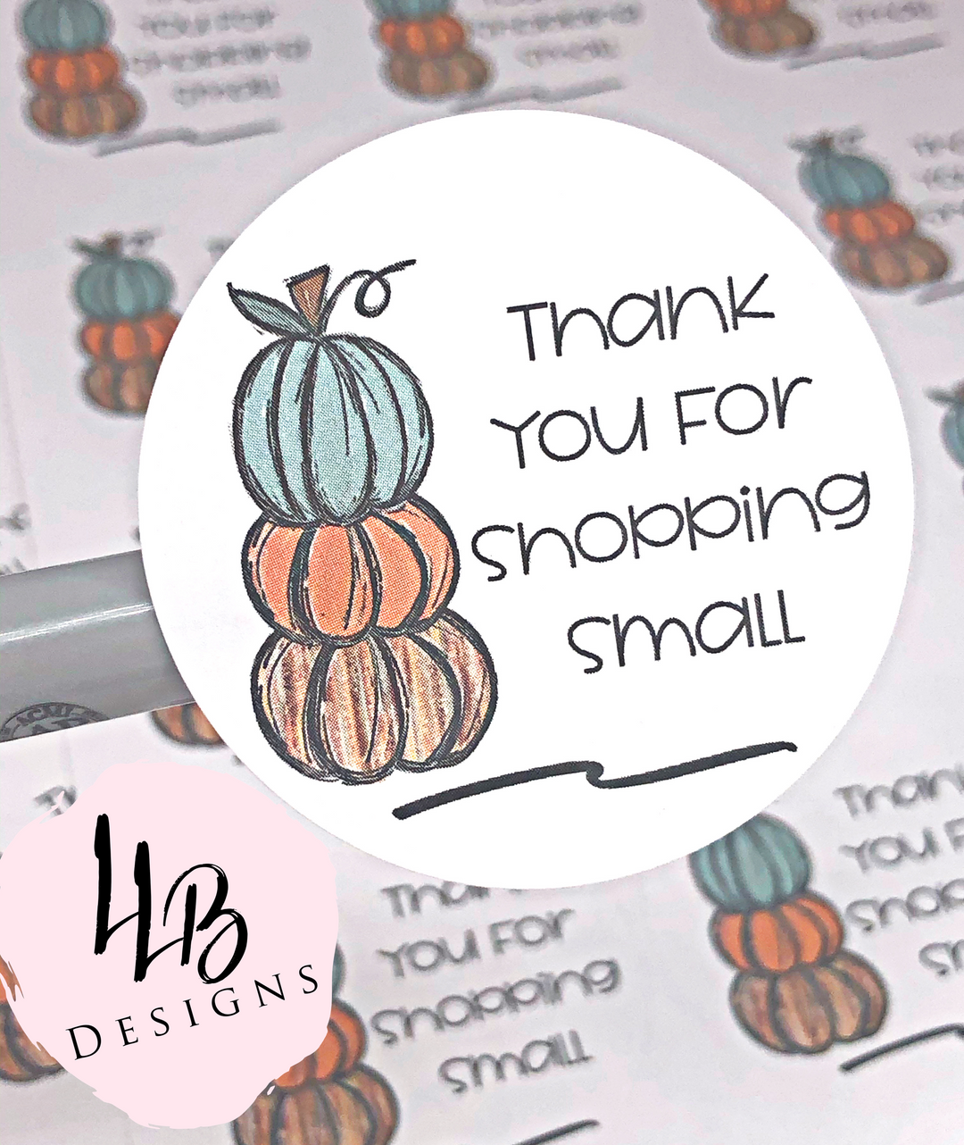 3 Pumpkin Shopping Small | Packaging Stickers | Business Branding | Small Shop Stickers | Sticker #: S0060 | Ready To Ship