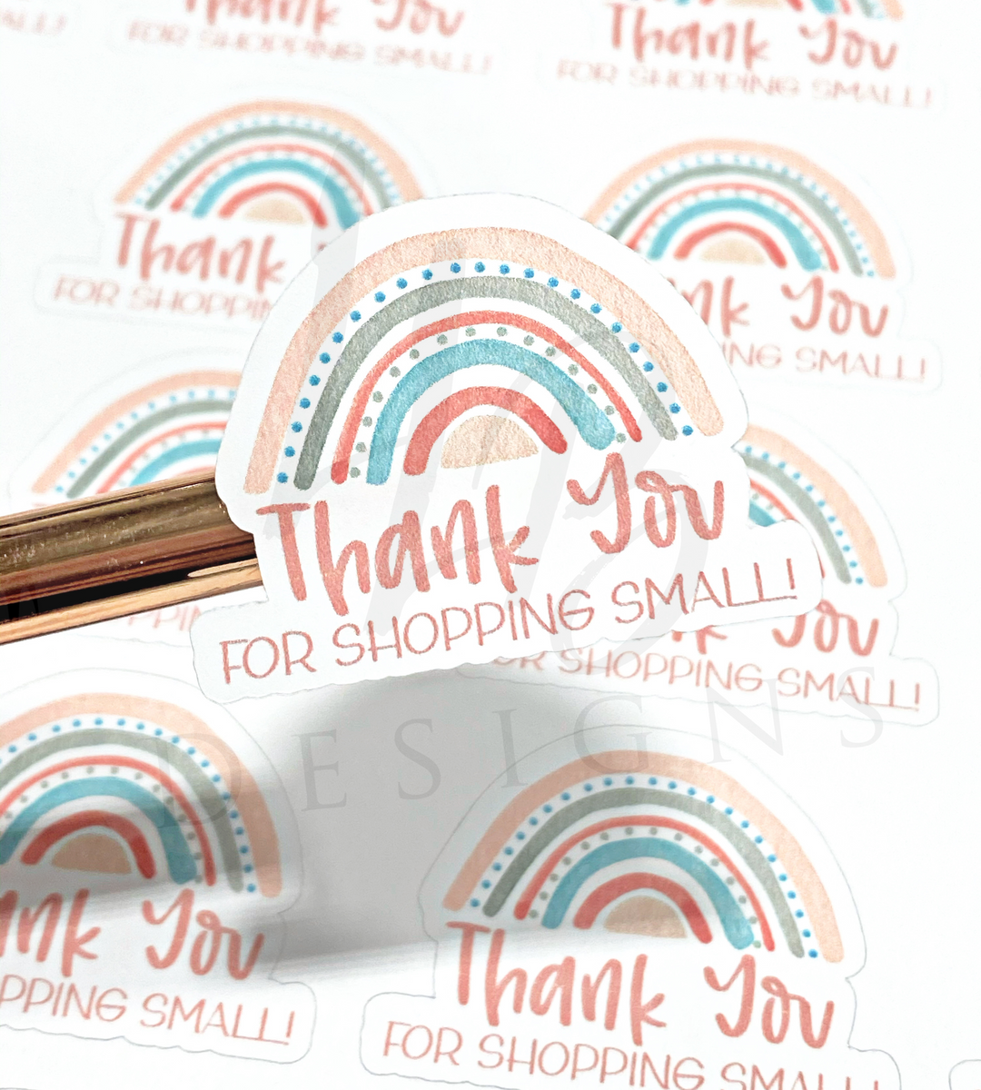 Rainbow Thank you For Shopping Small |  Packaging Stickers | Business Branding | Small Shop Stickers | Sticker #: S0027 | Ready To Ship