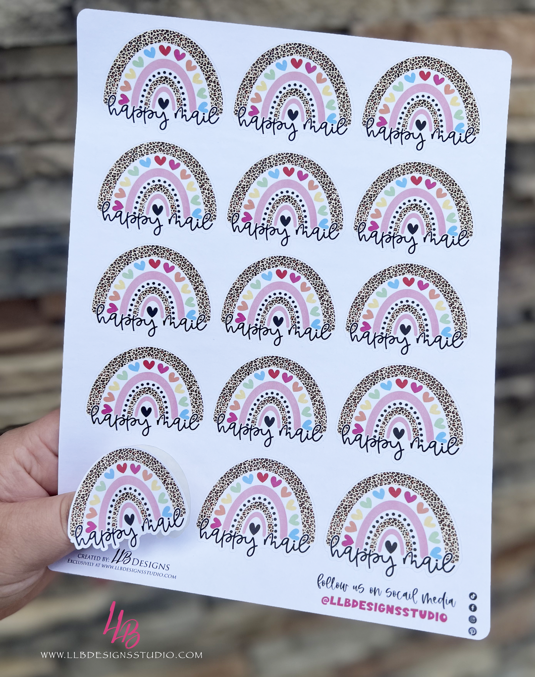 Happy Mail Leopard Rainbow |  Packaging Stickers | Business Branding | Small Shop Stickers | Sticker #: S0450 | Ready To Ship