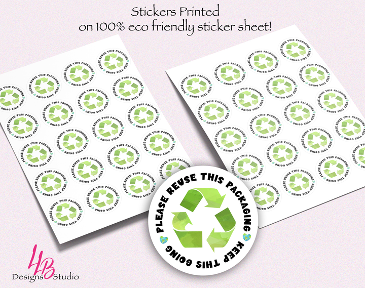 Eco Friendly Stickers - Please Reuse This Packaging,  Keep This Going Sticker Sheet |  Packaging Stickers | Business Branding | Small Shop Stickers | Sticker #: S0410 | Ready To Ship