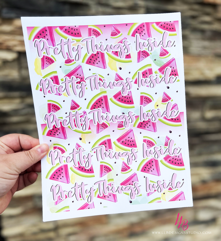 Long Washi - Pretty Things Inside Watermelon |  Packaging Stickers | Business Branding | Small Shop Stickers | Sticker #: S0417 | Ready To Ship - 3 PAGES