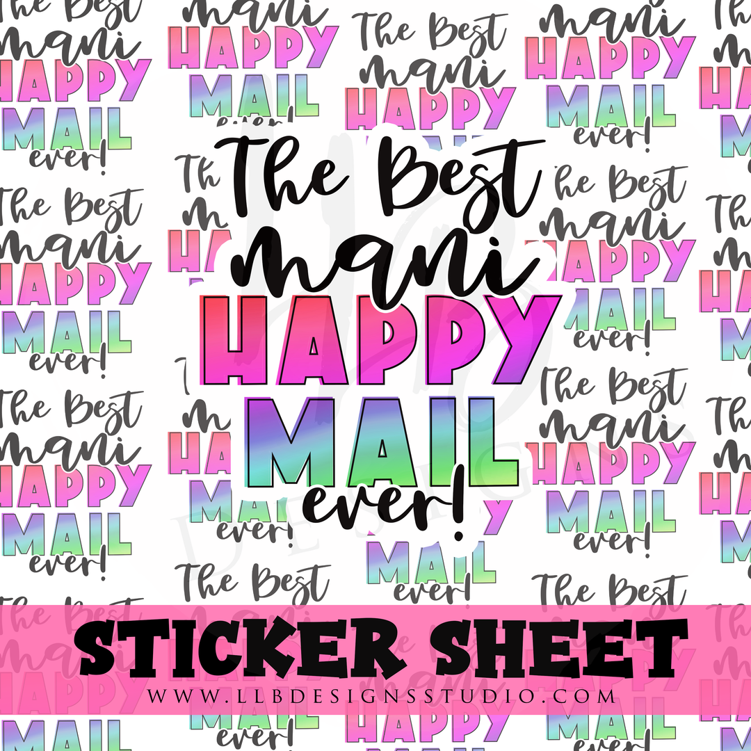 Best Mani Happy Mail  |  Packaging Stickers | Business Branding | Small Shop Stickers | Sticker #: S0294 | Ready To Ship