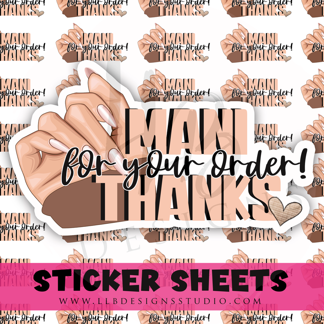 Mani Thanks |  Packaging Stickers | Business Branding | Small Shop Stickers | Sticker #: S0464 | Ready To Ship