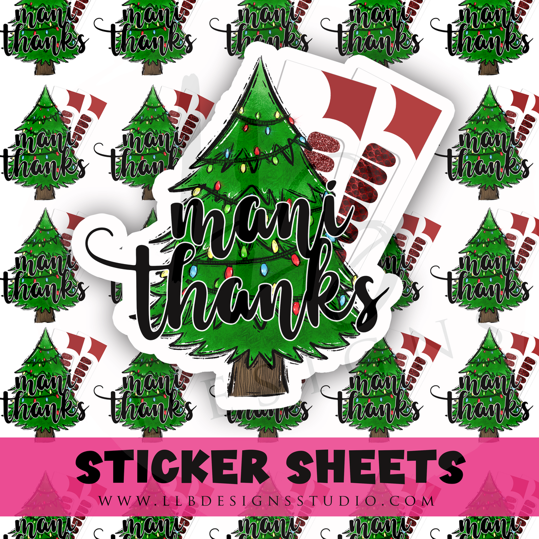 Mani Thanks Christmas Tree | Packaging Stickers | Business Branding | Small Shop Stickers | Sticker #: S0510 | Ready To Ship
