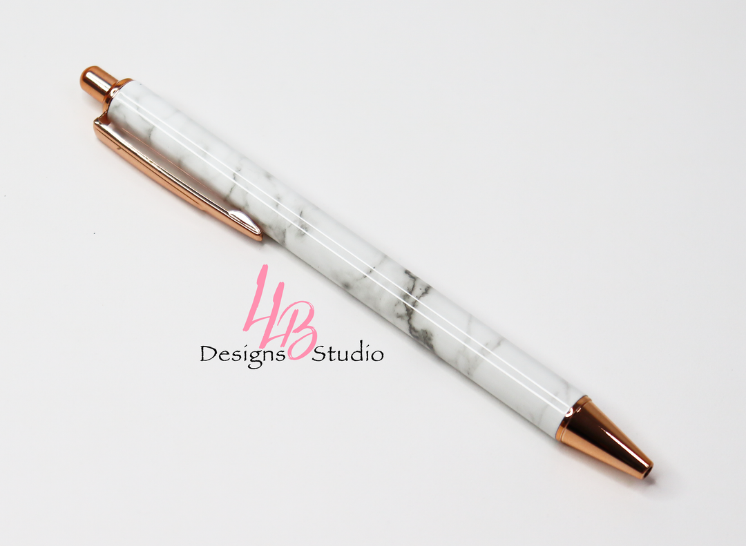 Stationery Pen | Marble Clickable Pen | Black Ink | SKU # PEN73