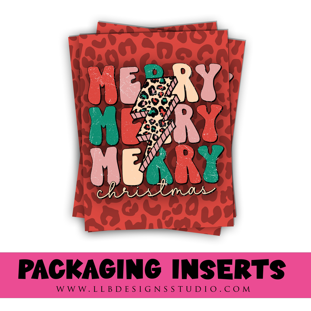 Packaging Insert  | Merry Christmas Leopard |  SIZE 4 X 3 INCHES | Card Number: TY61 | Ready To Ship