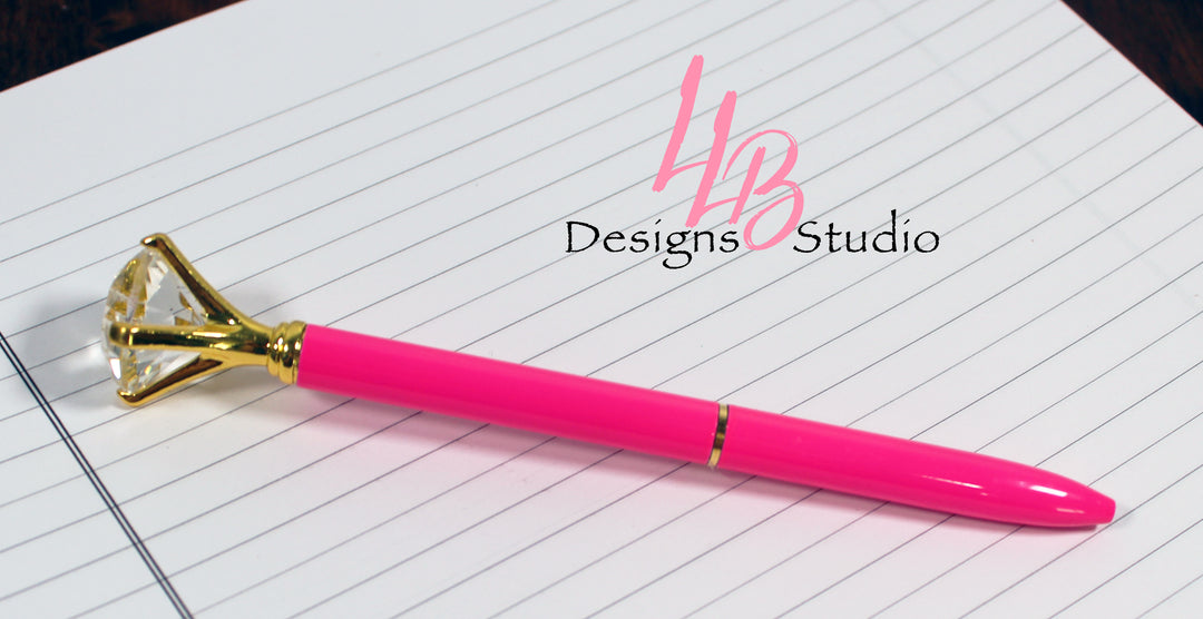 Stationary Pen | Neon Pink Diamond Pen | Black Ink | SKU # PEN17