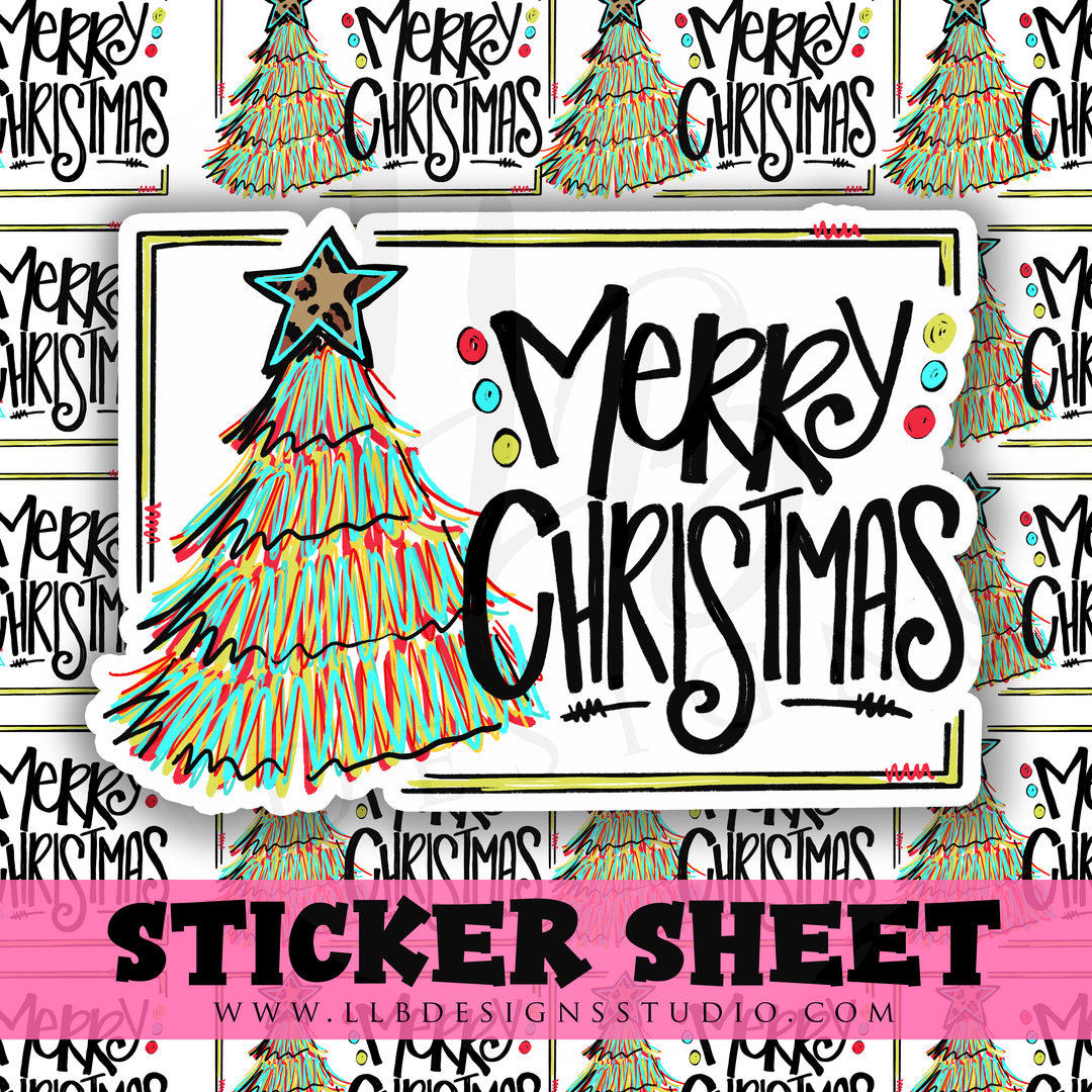 Neon Christmas Tree |  Packaging Stickers | Business Branding | Small Shop Stickers | Sticker #: S0270 | Ready To Ship