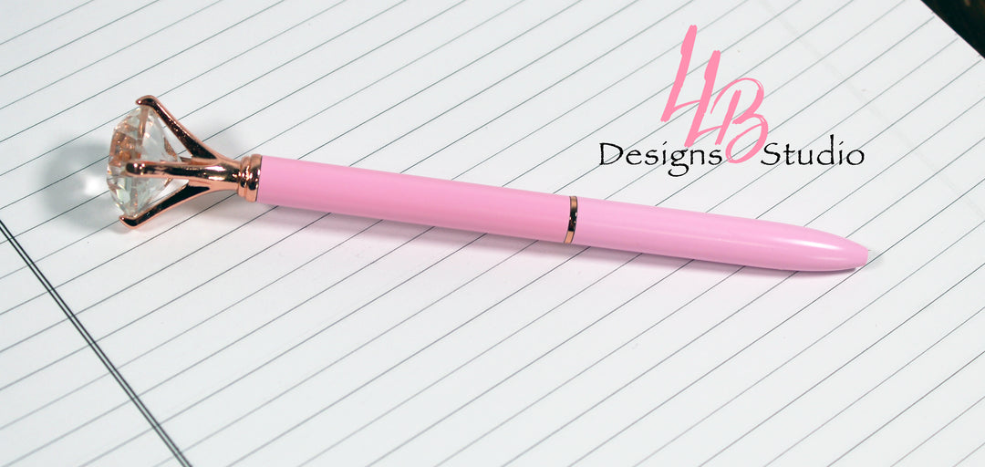 Stationary Pen | Peach Diamond Pen | Black Ink | SKU # PEN15