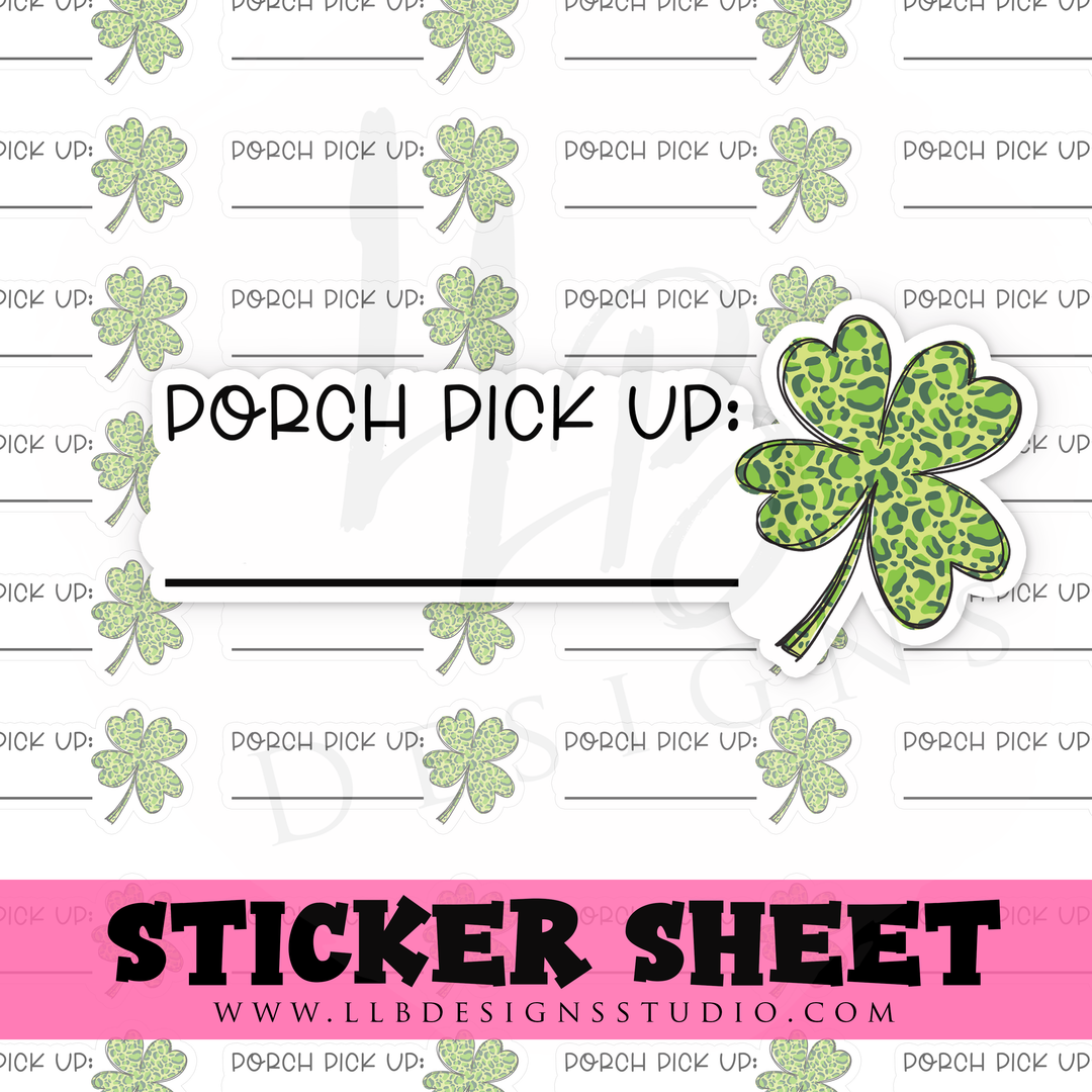 Porch Pick Up Shamrock |  Packaging Stickers | Business Branding | Small Shop Stickers | Sticker #: S0340 | Ready To Ship