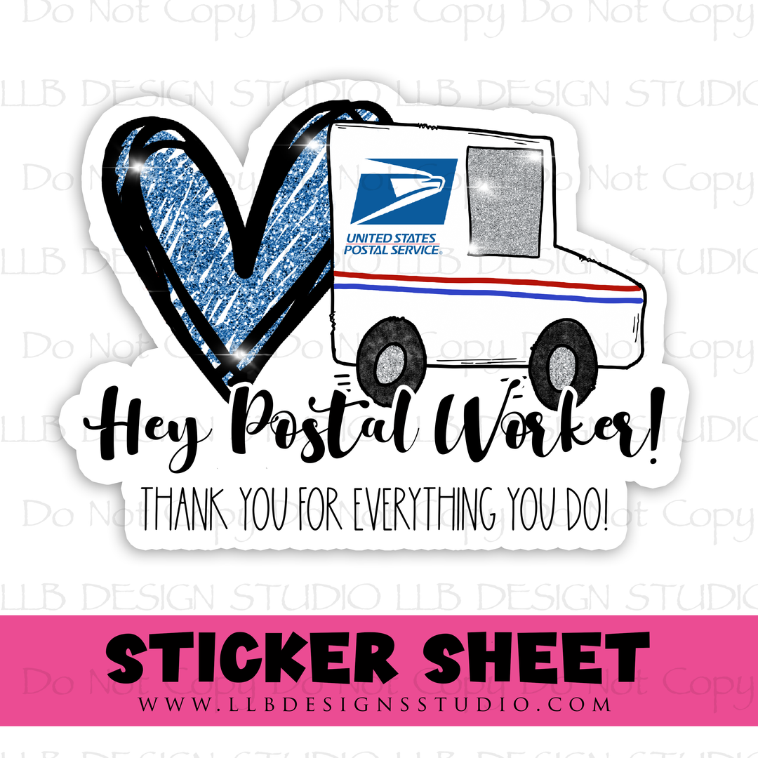 Hey Postal Worker |  Packaging Stickers | Business Branding | Small Shop Stickers | Sticker #: S0382 | Ready To Ship