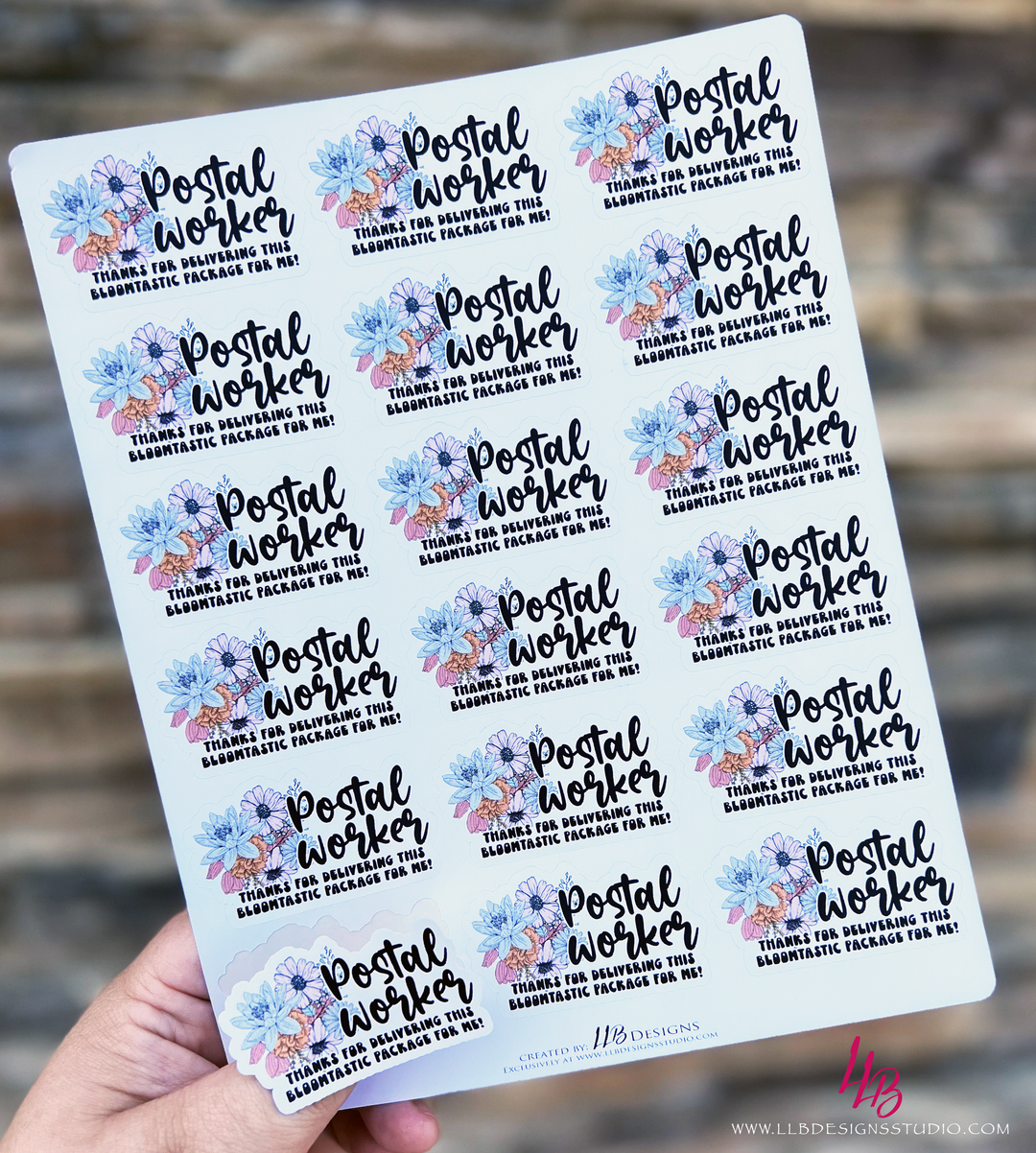 Postal Worker Floral |  Packaging Stickers | Business Branding | Small Shop Stickers | Sticker #: S0428 | Ready To Ship