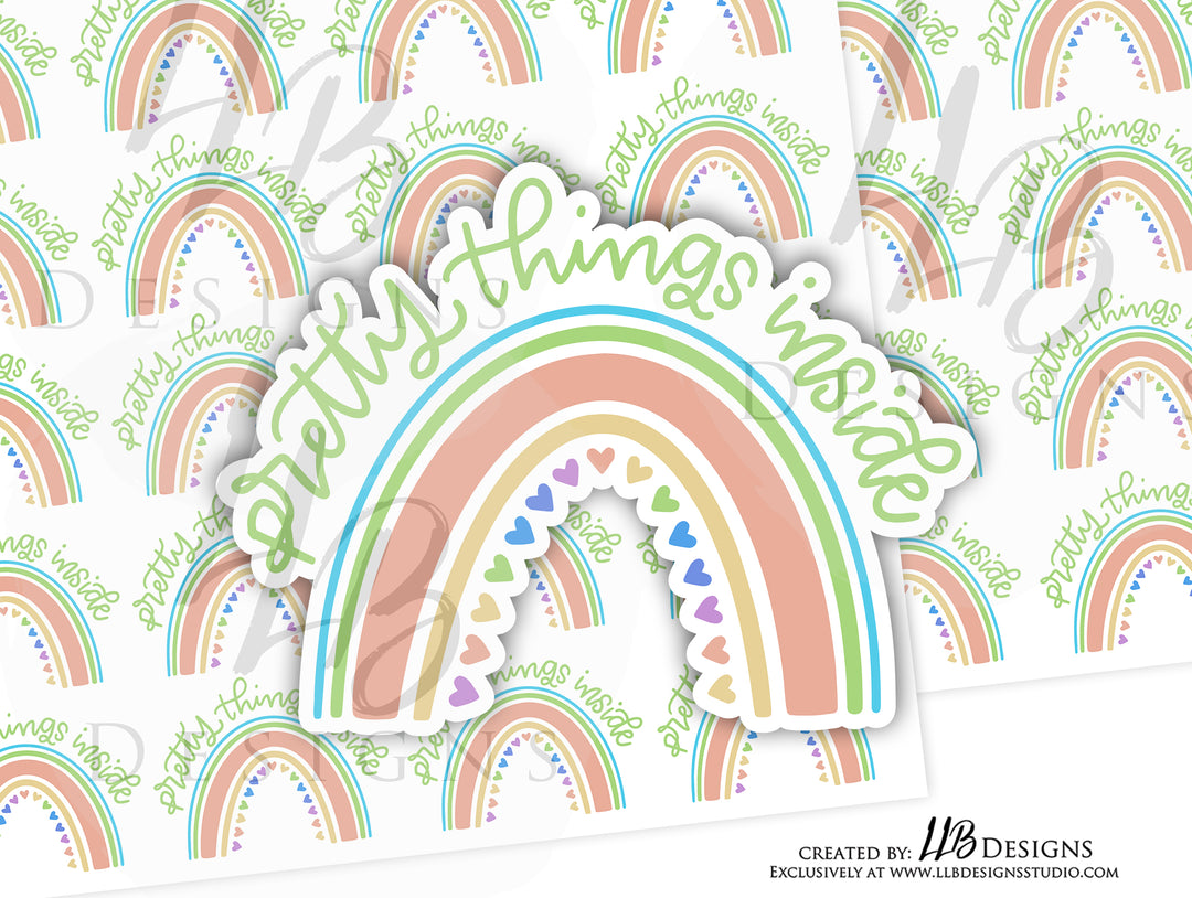 Spring Rainbow - Pretty Things Inside |  Packaging Stickers | Business Branding | Small Shop Stickers | Sticker #: S0126 | Ready To Ship