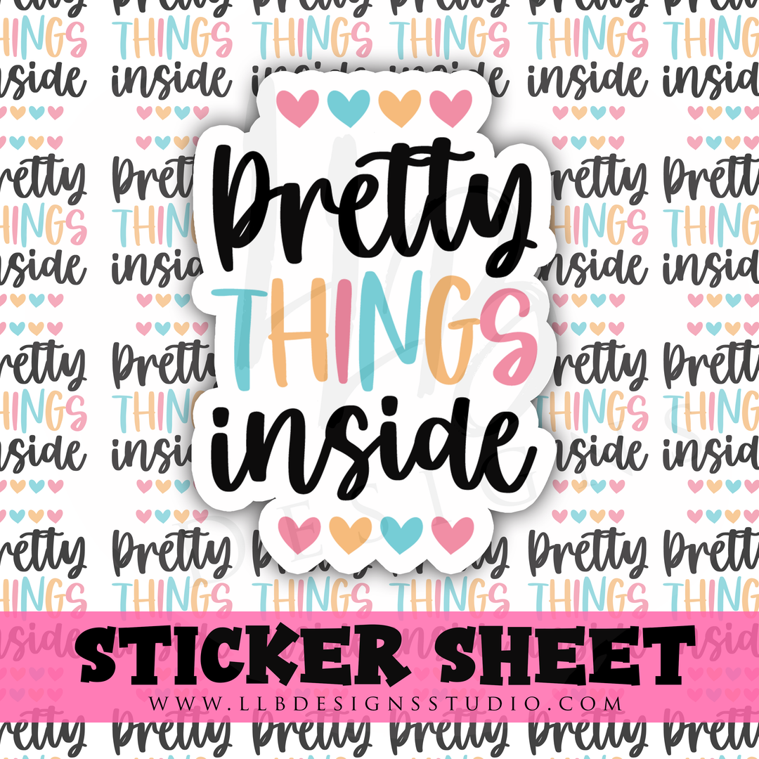 Pretty Things Inside |  Packaging Stickers | Business Branding | Small Shop Stickers | Sticker #: S0310 | Ready To Ship