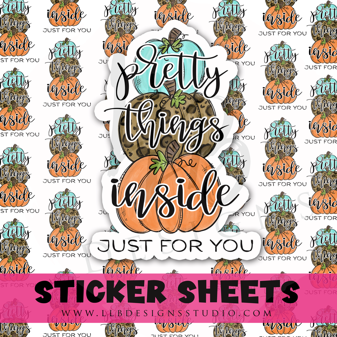 Pretty Things Inside |  Packaging Stickers | Business Branding | Small Shop Stickers | Sticker #: S0453 | Ready To Ship