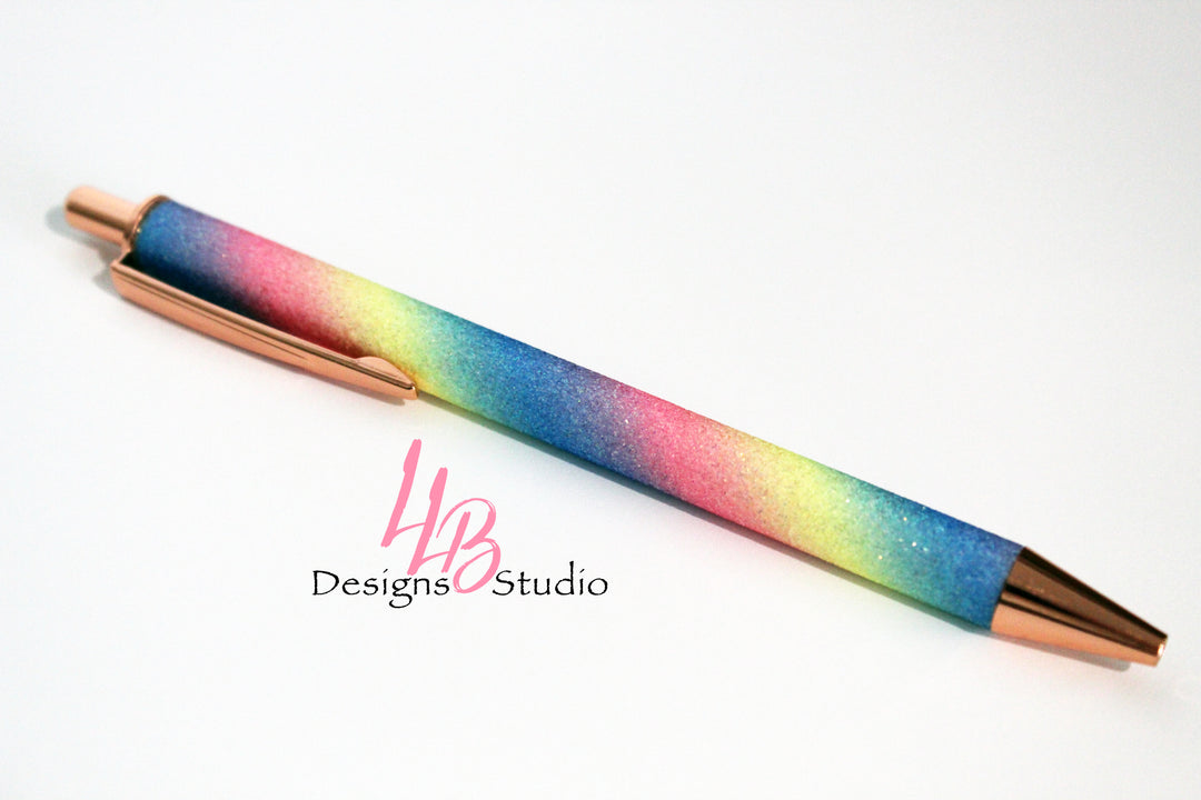 Stationary Pen | Rainbow Glitter Pen | Black Ink | SKU # PEN01