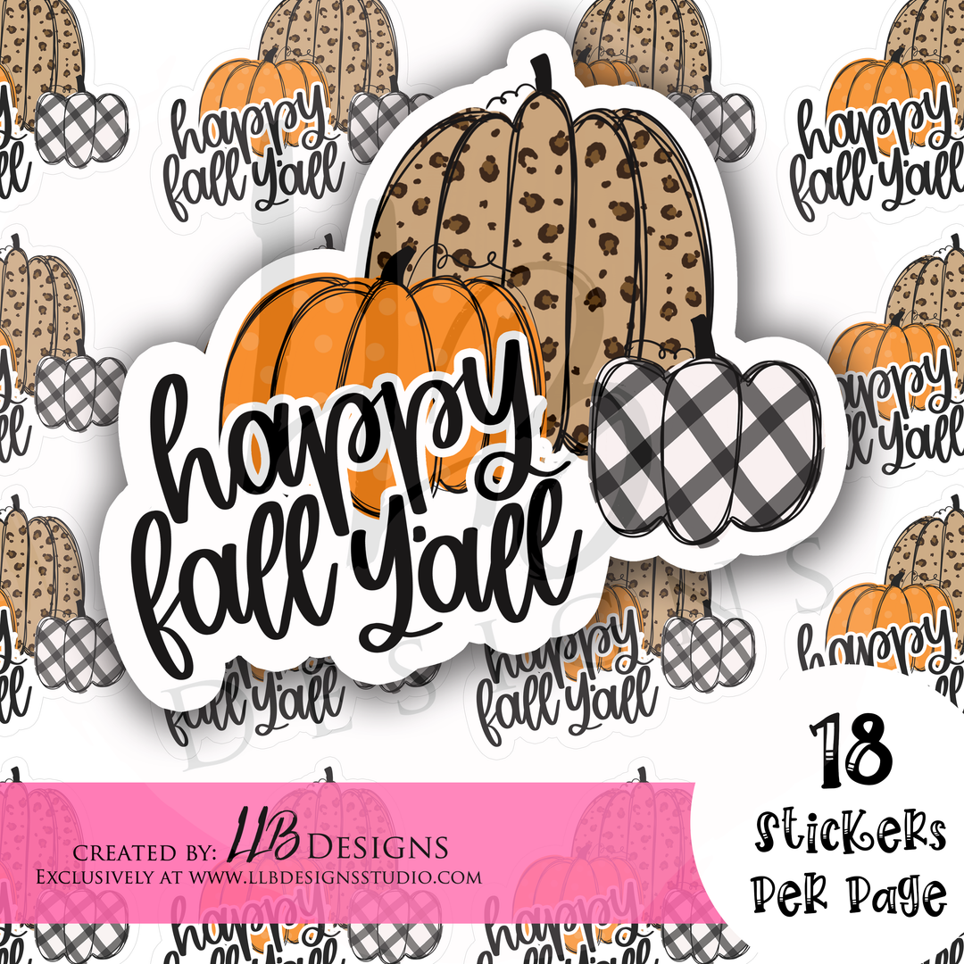 Pumpkin Plaid - Happy Fall Y'all |  Packaging Stickers | Business Branding | Small Shop Stickers | Sticker #: S0220 | Ready To Ship