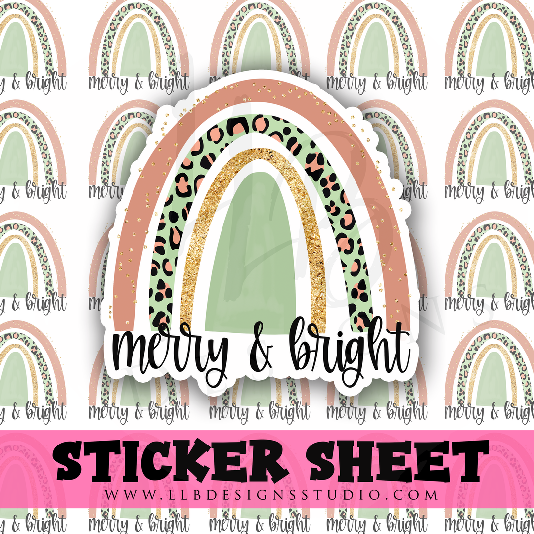 Rainbow Merry and Bright |  Packaging Stickers | Business Branding | Small Shop Stickers | Sticker #: S0274 | Ready To Ship