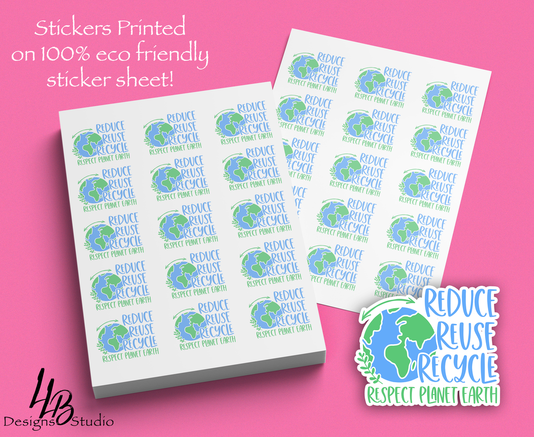 Eco Friendly Stickers - Reuse Reduce Recycle Sticker Sheet |  Packaging Stickers | Business Branding | Small Shop Stickers | Sticker #: S0409 | Ready To Ship