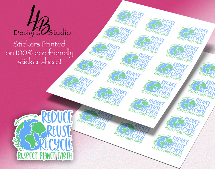 Eco Friendly Stickers - Reuse Reduce Recycle Sticker Sheet |  Packaging Stickers | Business Branding | Small Shop Stickers | Sticker #: S0409 | Ready To Ship