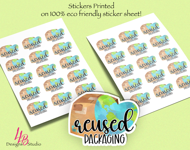 Eco Friendly Stickers -Reused Packaging Sticker Sheet |  Packaging Stickers | Business Branding | Small Shop Stickers | Sticker #: S0412 | Ready To Ship