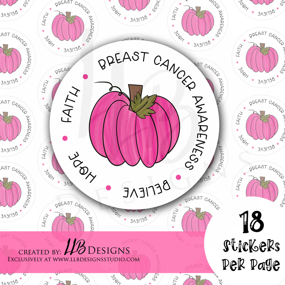 Fight Hope Brave Breast Cancer Awareness |  Packaging Stickers | Business Branding | Small Shop Stickers | Sticker #: S0247 | Ready To Ship